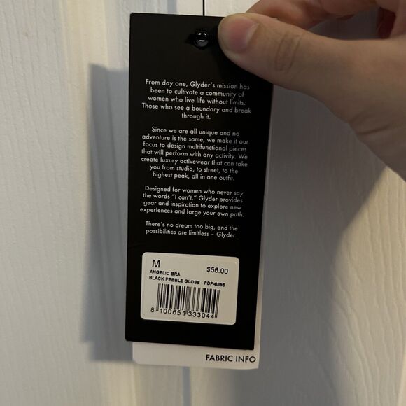 Glyder Sports Bra Black Angelic Pebble Gloss Luxe Activewear Stretch Medium New - Picture 4 of 8